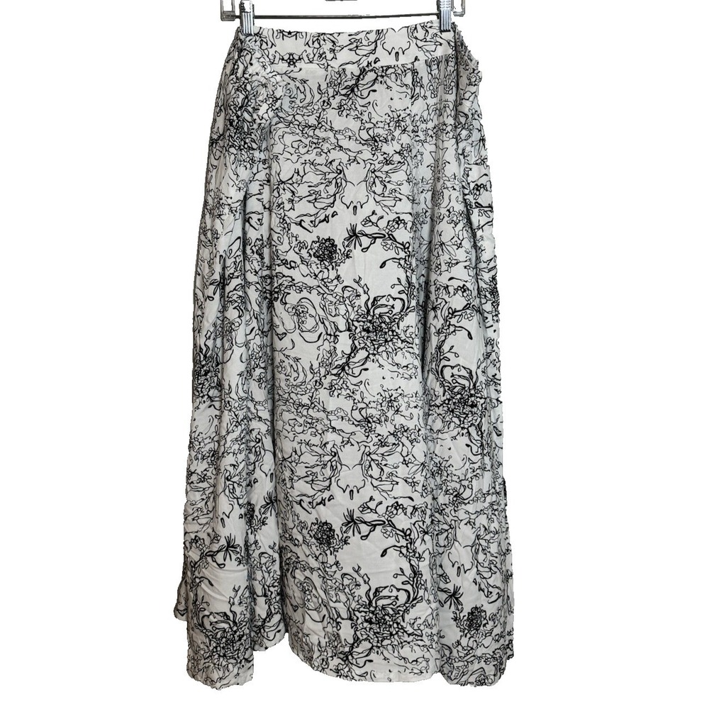Soft Surroundings Amaranth Skirt 3X White Black Floral Viscose Maxi 5FV05 NEW